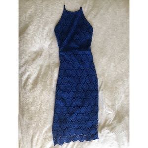 Missguided Blue Crochet Midi Dress
